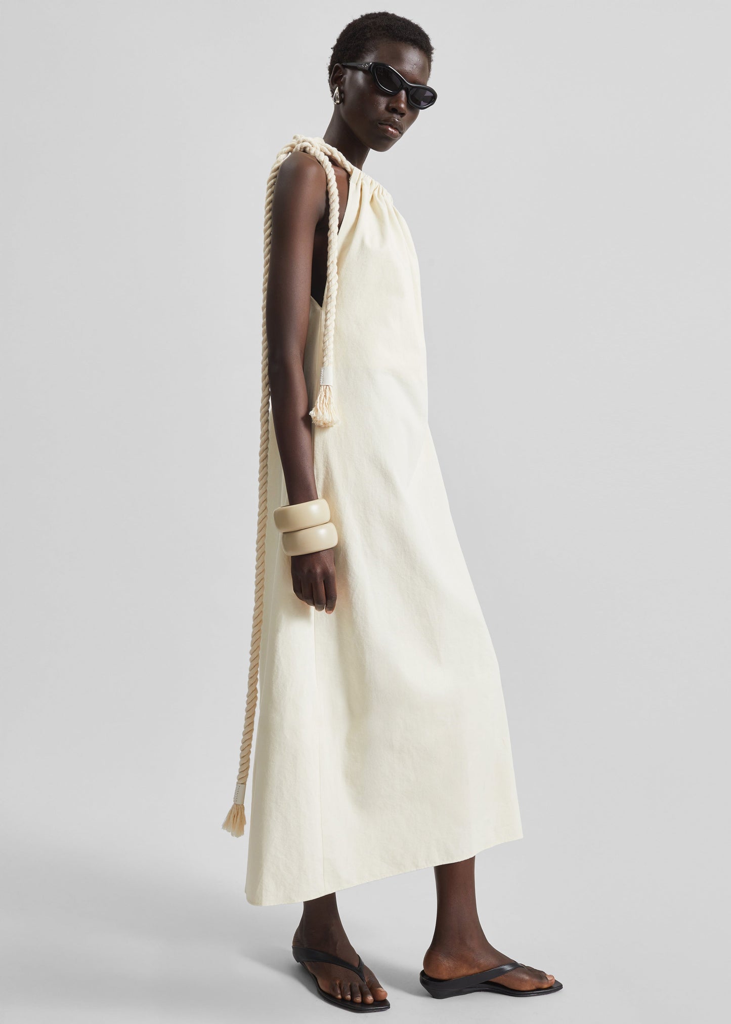 Sarnico Rope-Tie Halter Dress - Cream