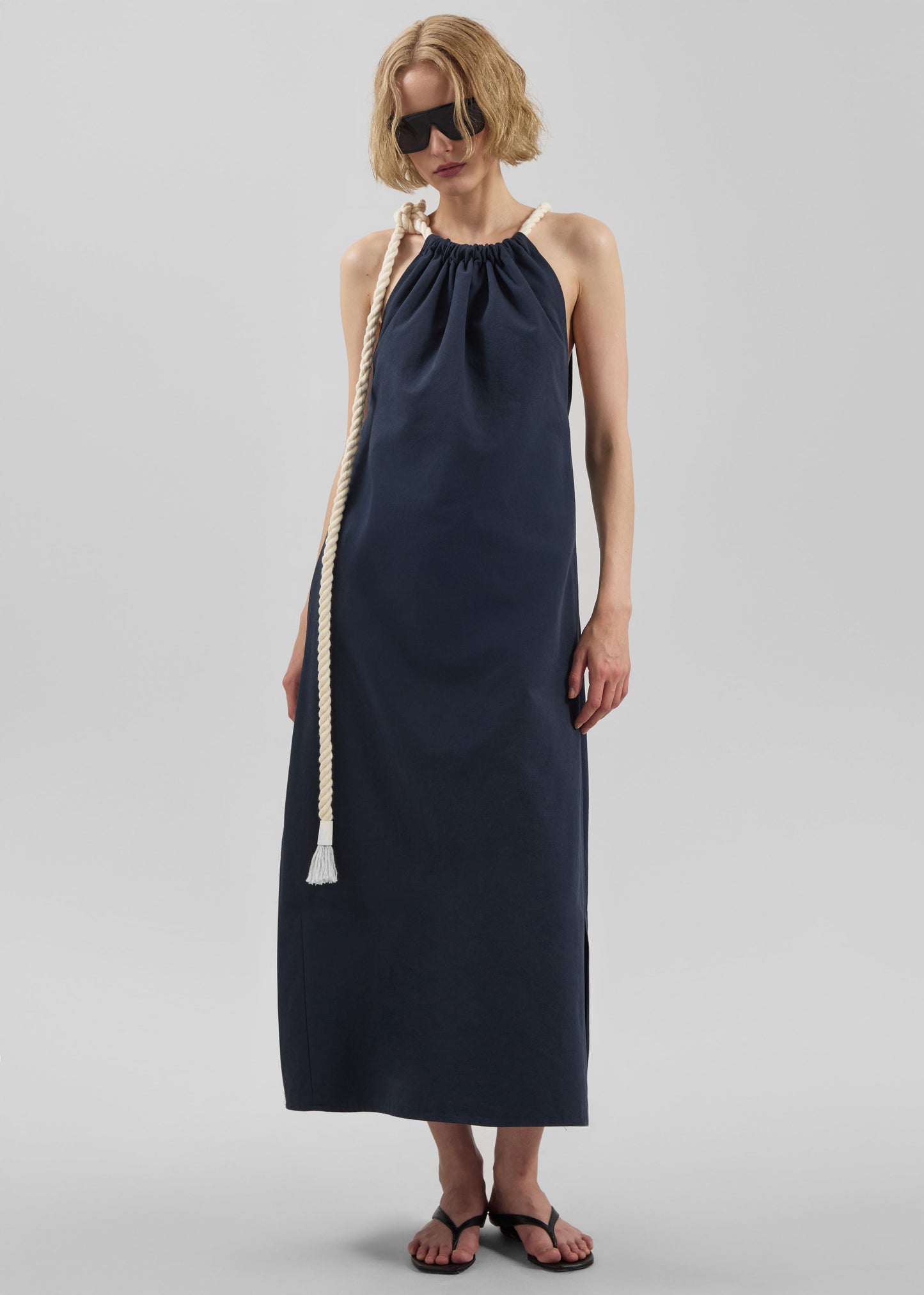 Sarnico Rope-Tie Halter Dress - Navy
