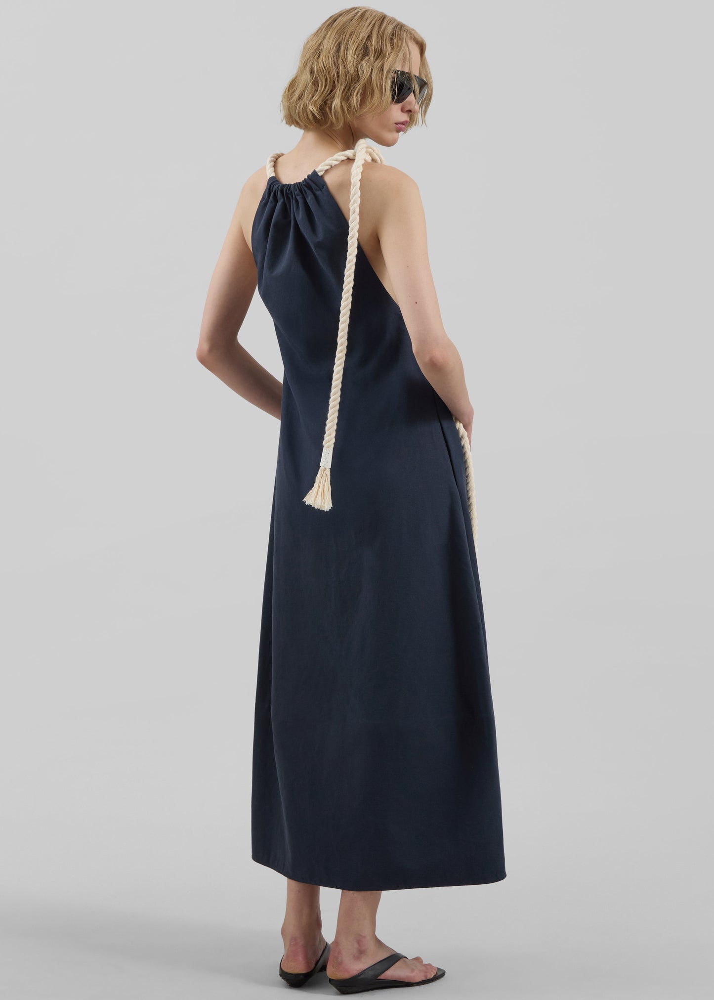 Sarnico Rope-Tie Halter Dress - Navy