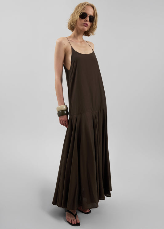 Savenay Drop-Waist Maxi Dress - Brown