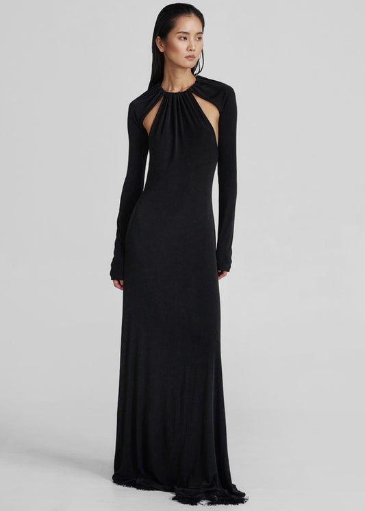 Seskin Evening Maxi Dress - Black