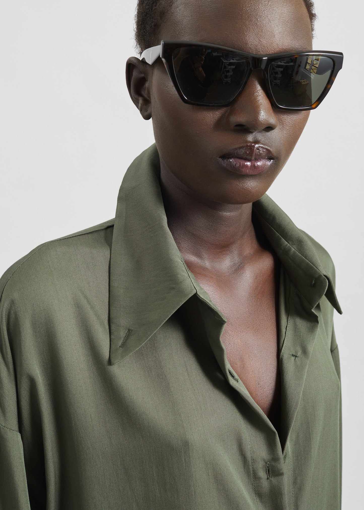 Silvan Neck Tie Shirt Dress - Olive