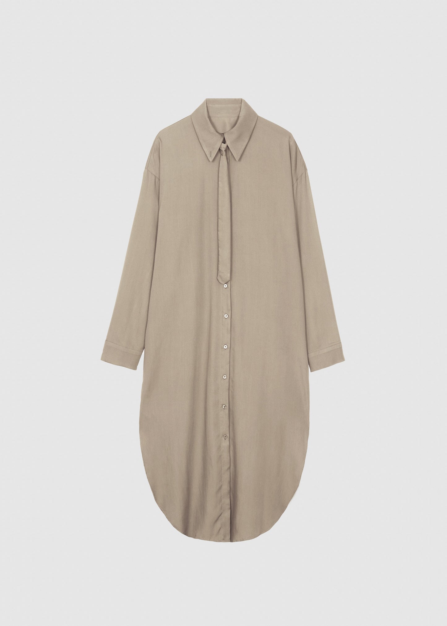 Silvan Neck Tie Shirt Dress - Taupe