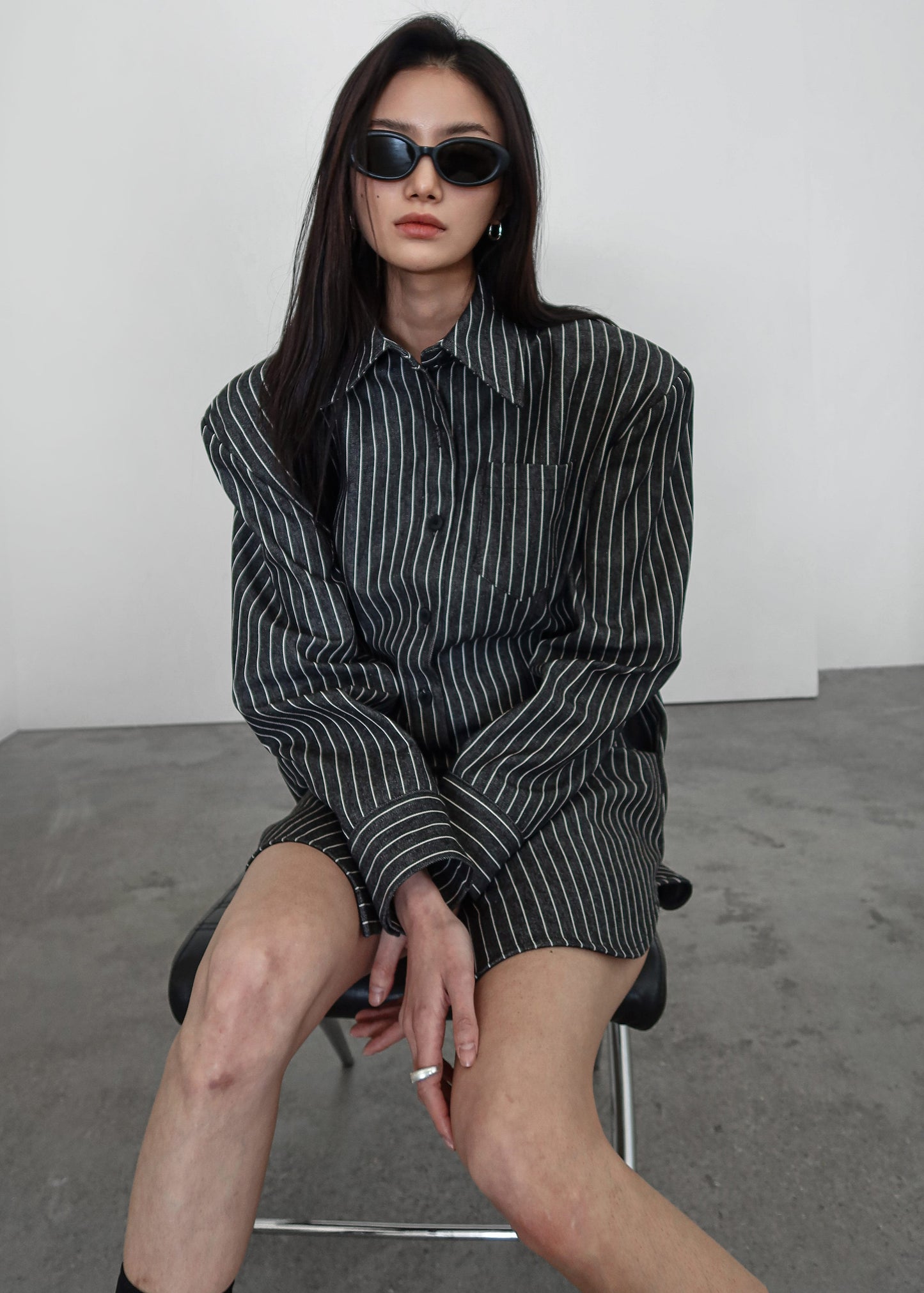 Sterford Pocket Shirt - Black/White Stripe