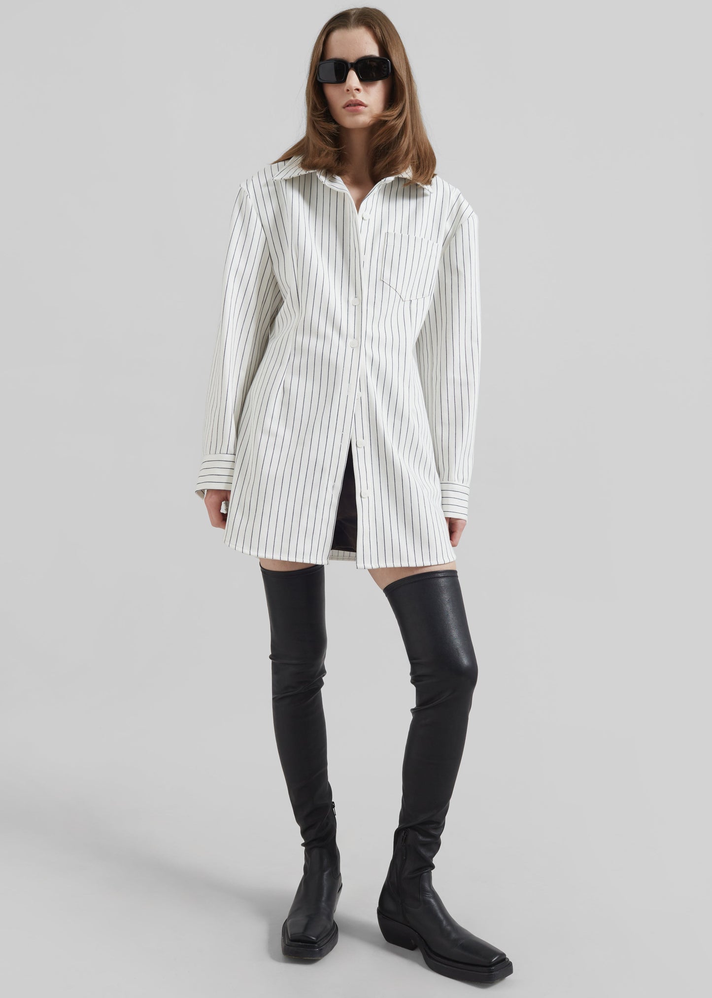 Sterford Pocket Shirt - White/Black Stripe