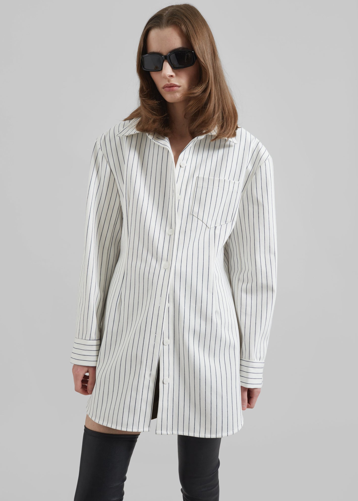 Sterford Pocket Shirt - White/Black Stripe