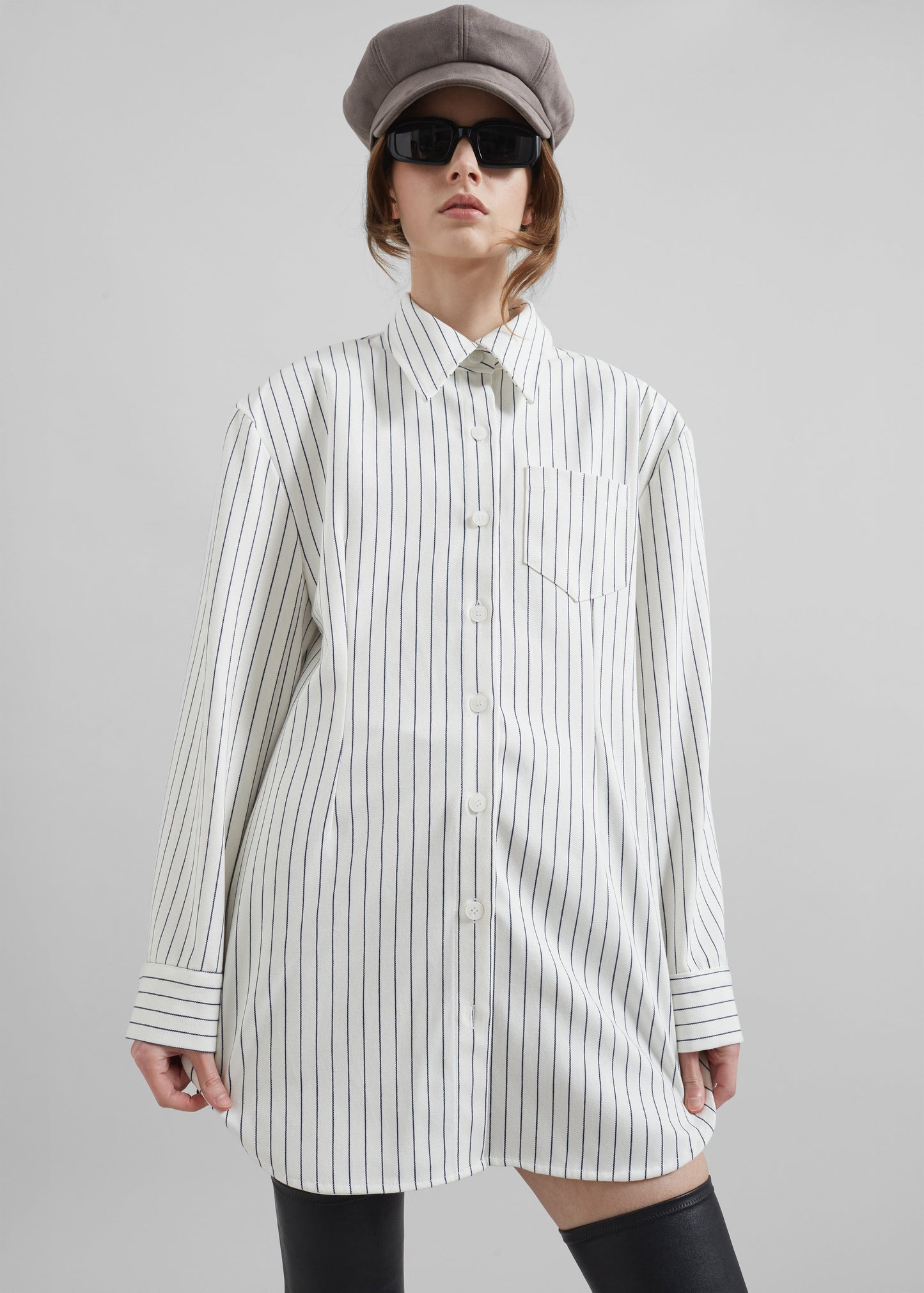 Sterford Pocket Shirt - White/Black Stripe