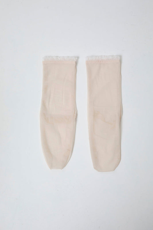 Simone Wild Mesh Frill Ankle Socks in Silk