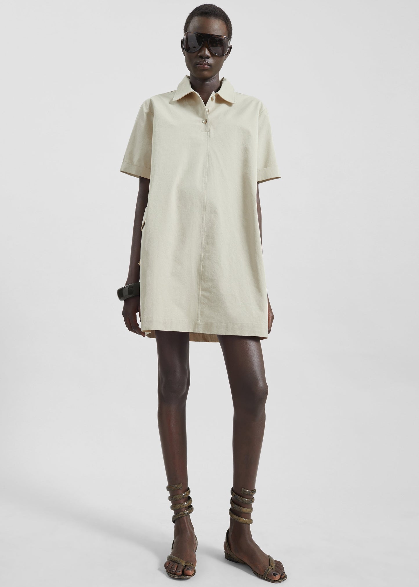 Tilba Polo Mini Dress - Beige
