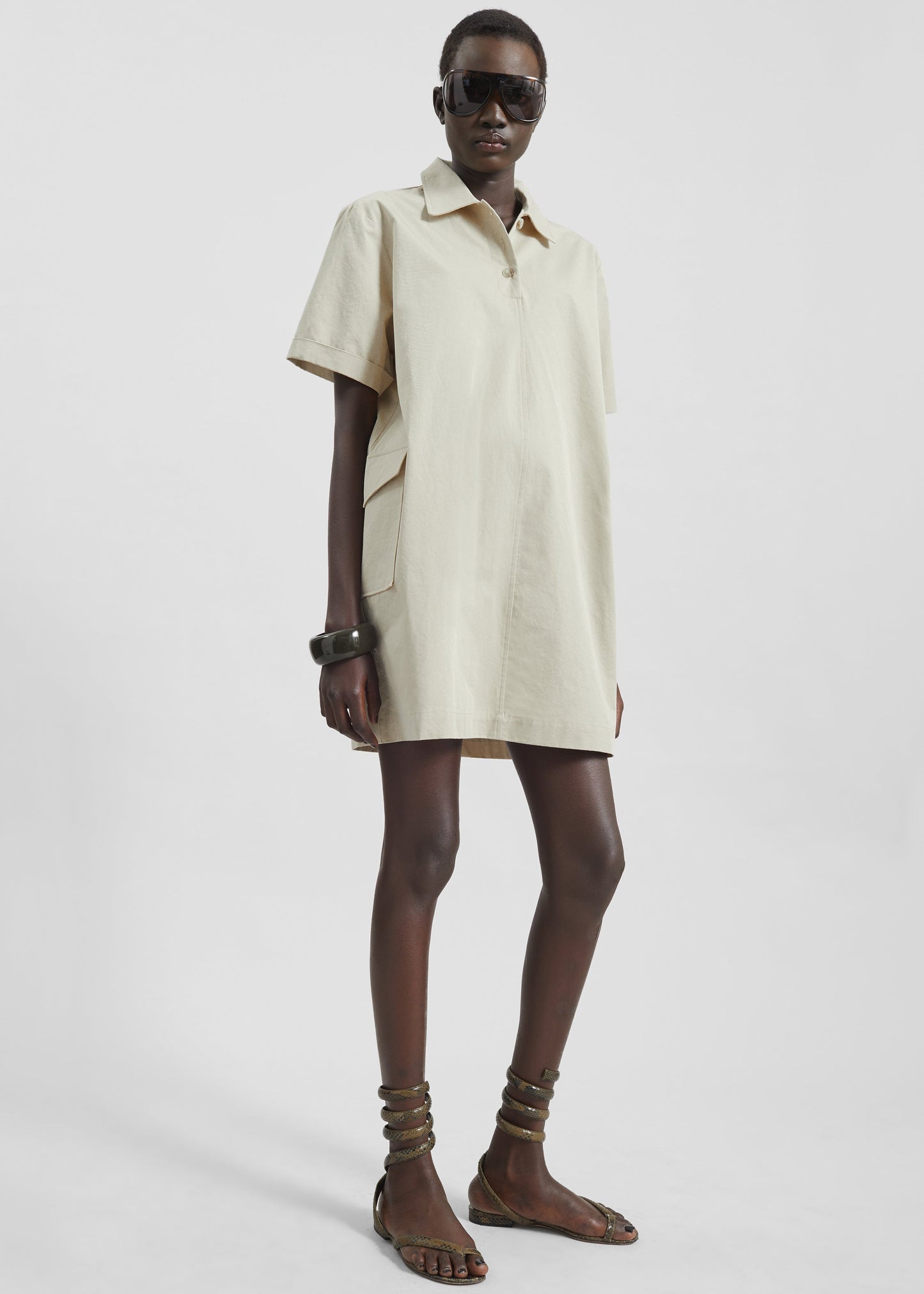 Tilba Polo Mini Dress - Beige