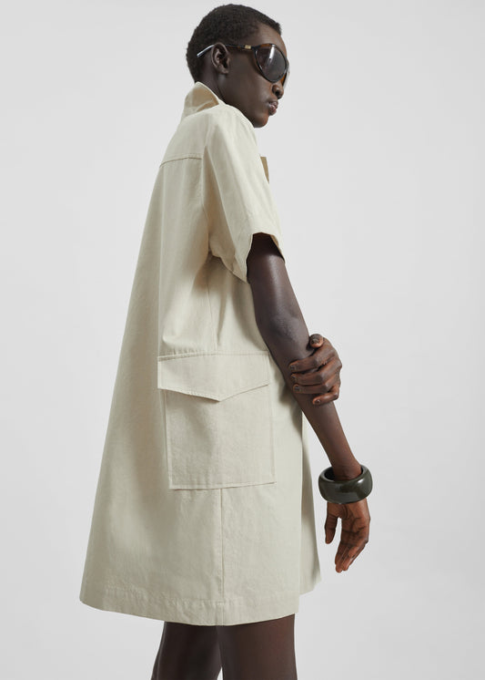 Tilba Polo Mini Dress - Beige