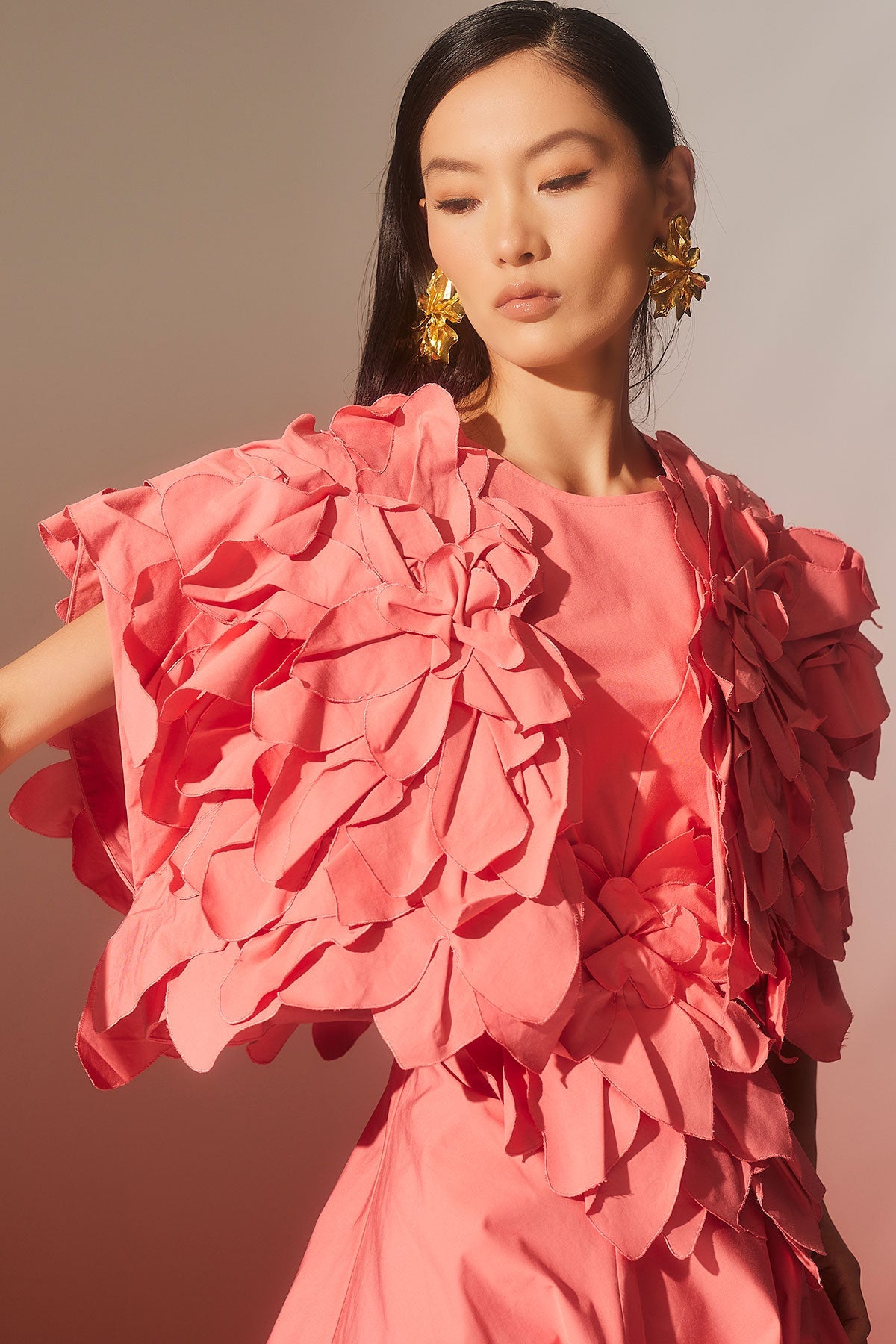 Tech Cotton Taffeta Embroidered Floral Bolero