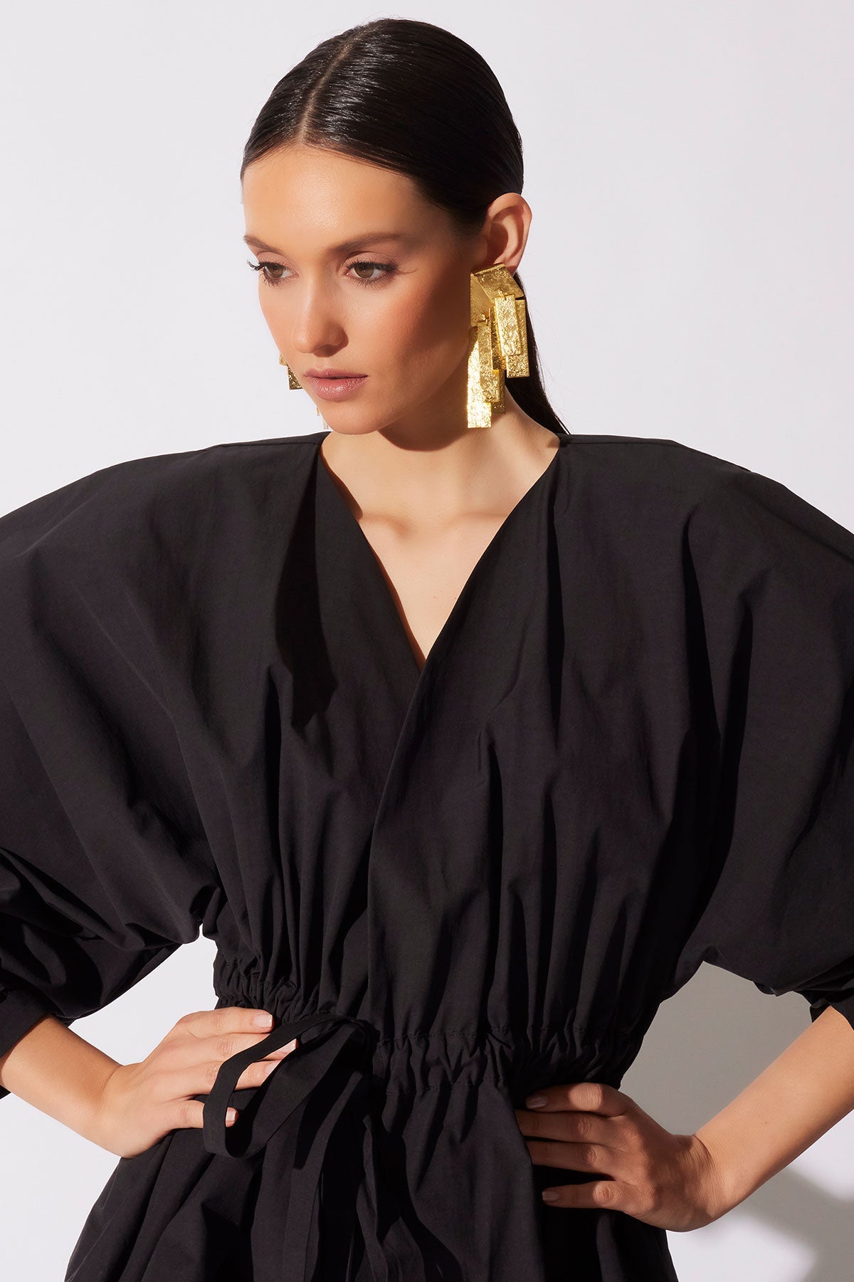 Tech Cotton Taffeta Voluminous Sleeve Jacket