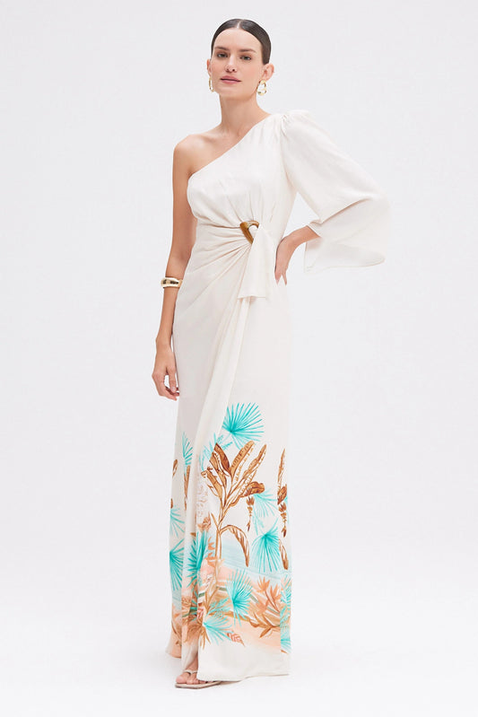 PatBo Bananeira Tropical One Shoulder Maxi Dress