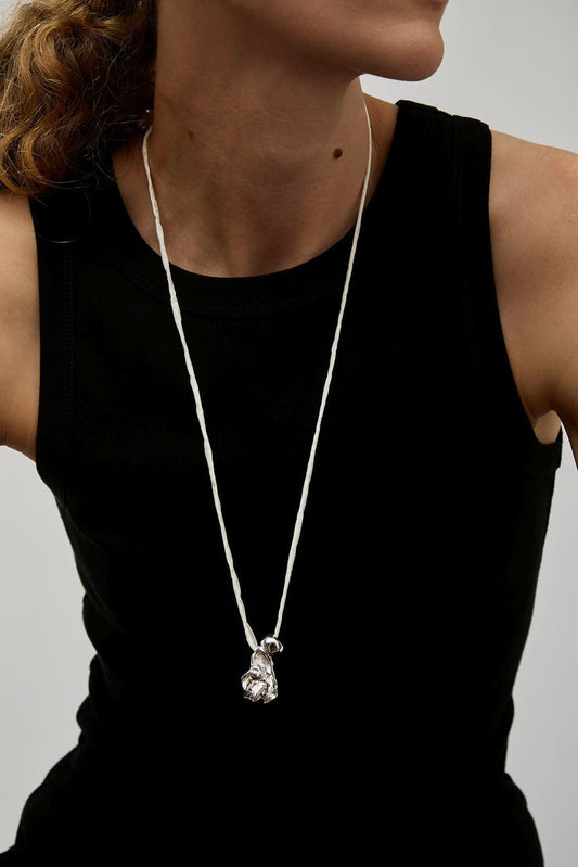 Wolf Circus Maya Necklace in Silver on Cream Cord