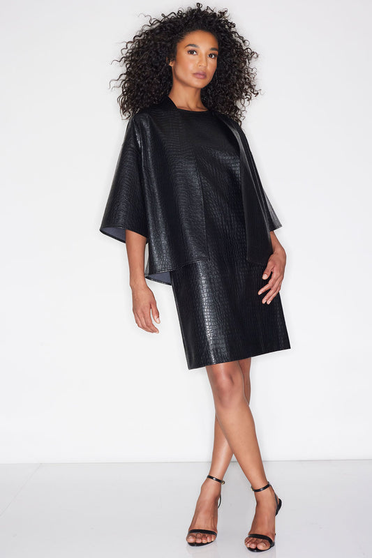 Faux Croc Leather Kimono Jacket