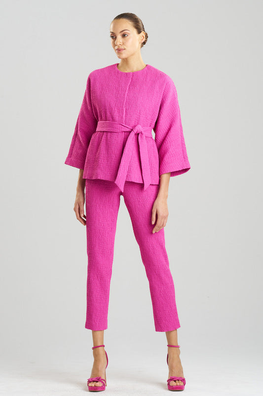 Textured Cotton Jacquard Belted Jacket