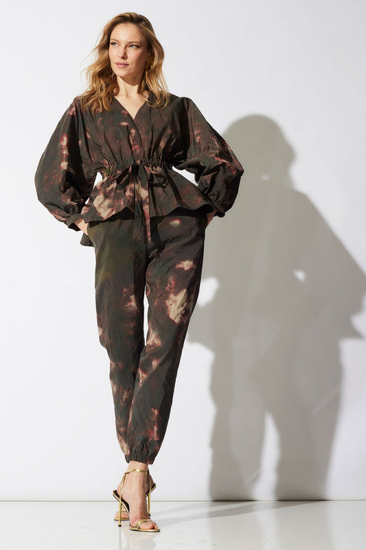 Niji Tie Dye Taffeta Voluminous Sleeve Jacket