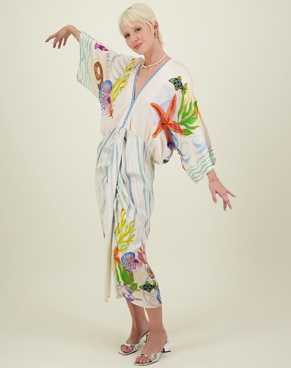 Me369 Sophia Magic Ocean Kimono Dress