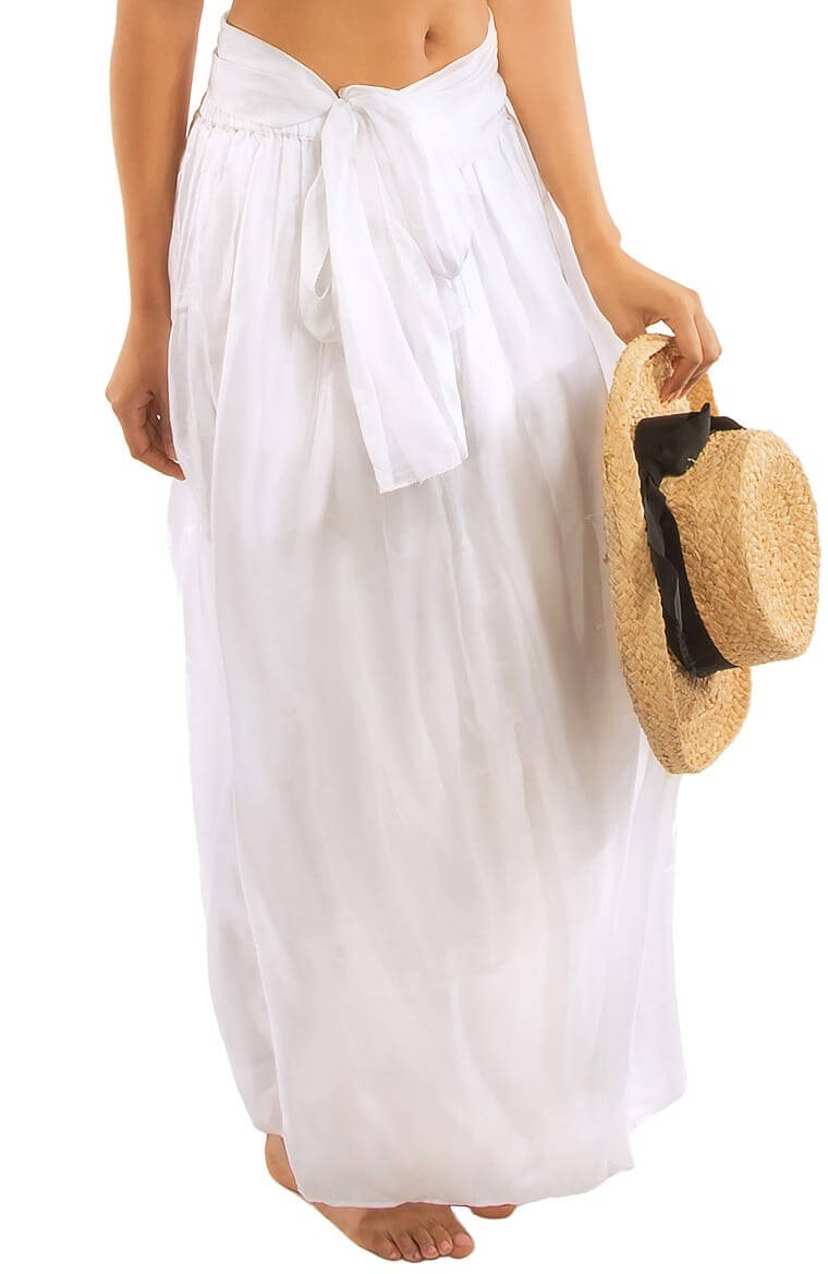 Silk Long Skirt with Sash