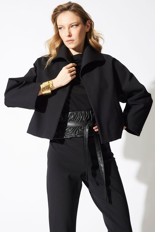 Techno Crepe Stand Collar Jacket