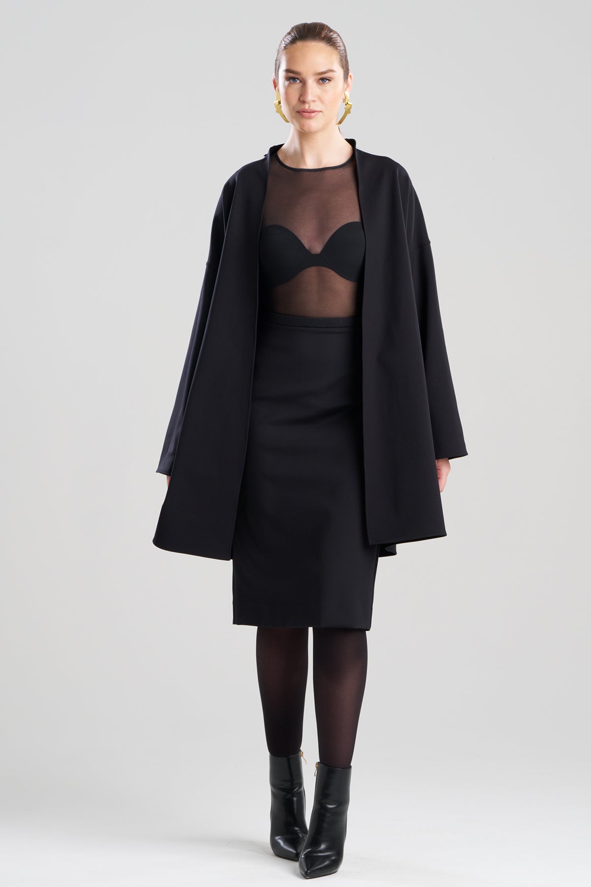 Techno Crepe Trapeze Coat