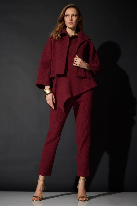 Textured Cotton Jacquard Stand Collar Jacket