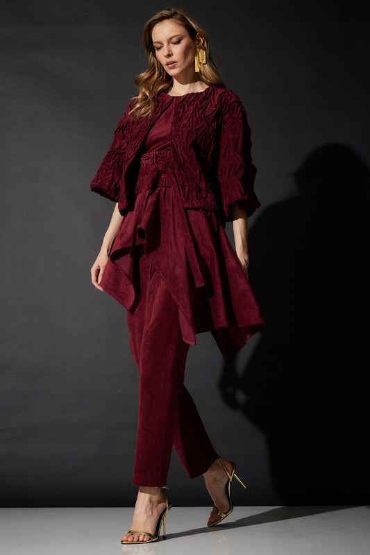 Vegan Luxe Suede Texture Embroidered Jacket