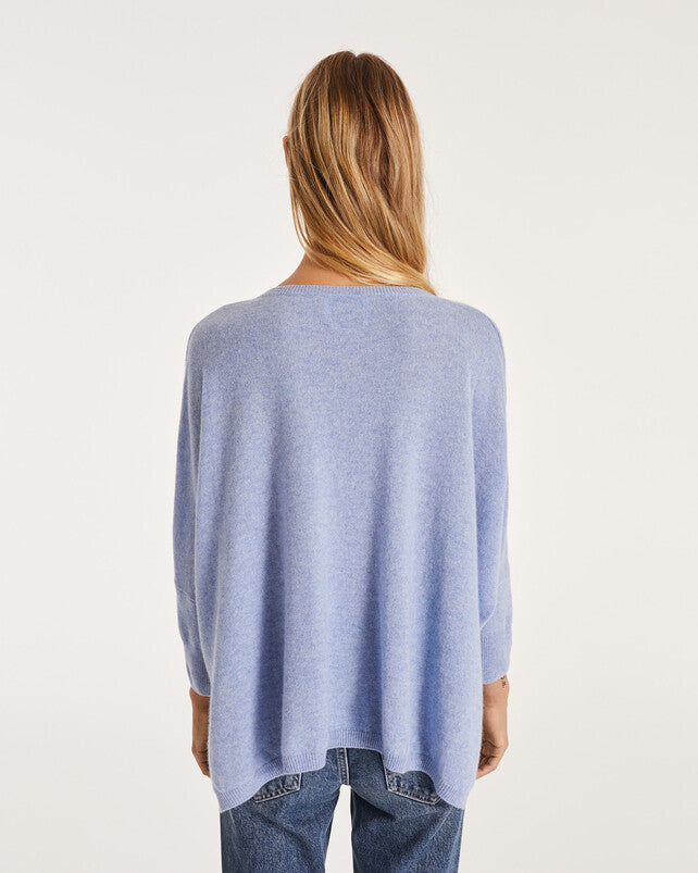 Kujten Minie Cashmere Oversized Sweater V neck 3/4 sleeve