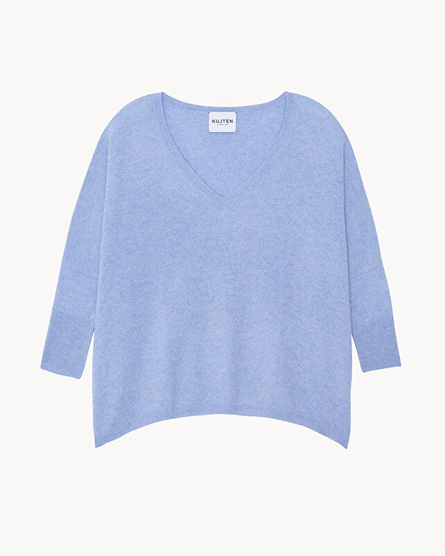 Kujten Minie Cashmere Oversized Sweater V neck 3/4 sleeve