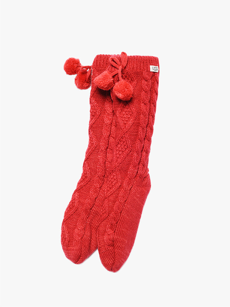 Ugg Pom Pom Fleece Lined Crew Sock