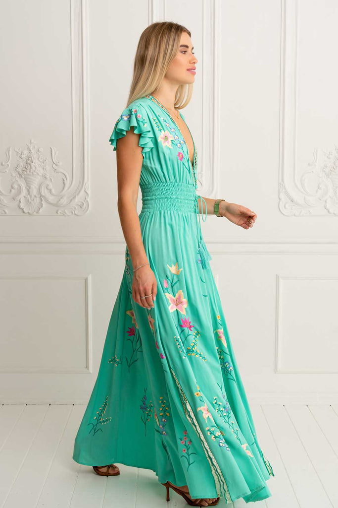 Flores Gown Acqua Green
