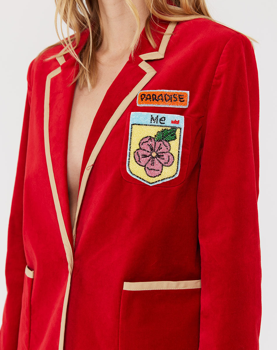 Me 369 Simone Velours Red Blazer