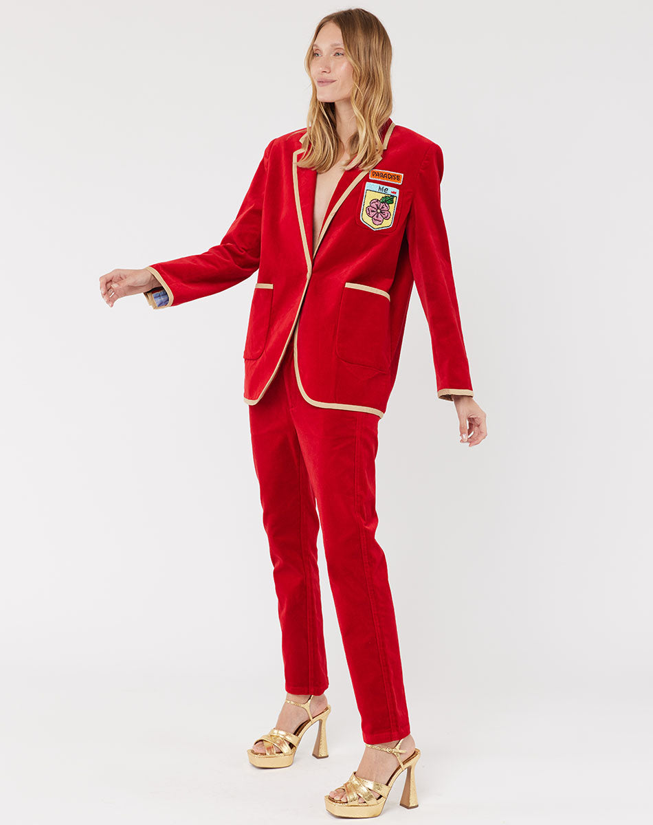Me 369 Simone Velours Red Blazer