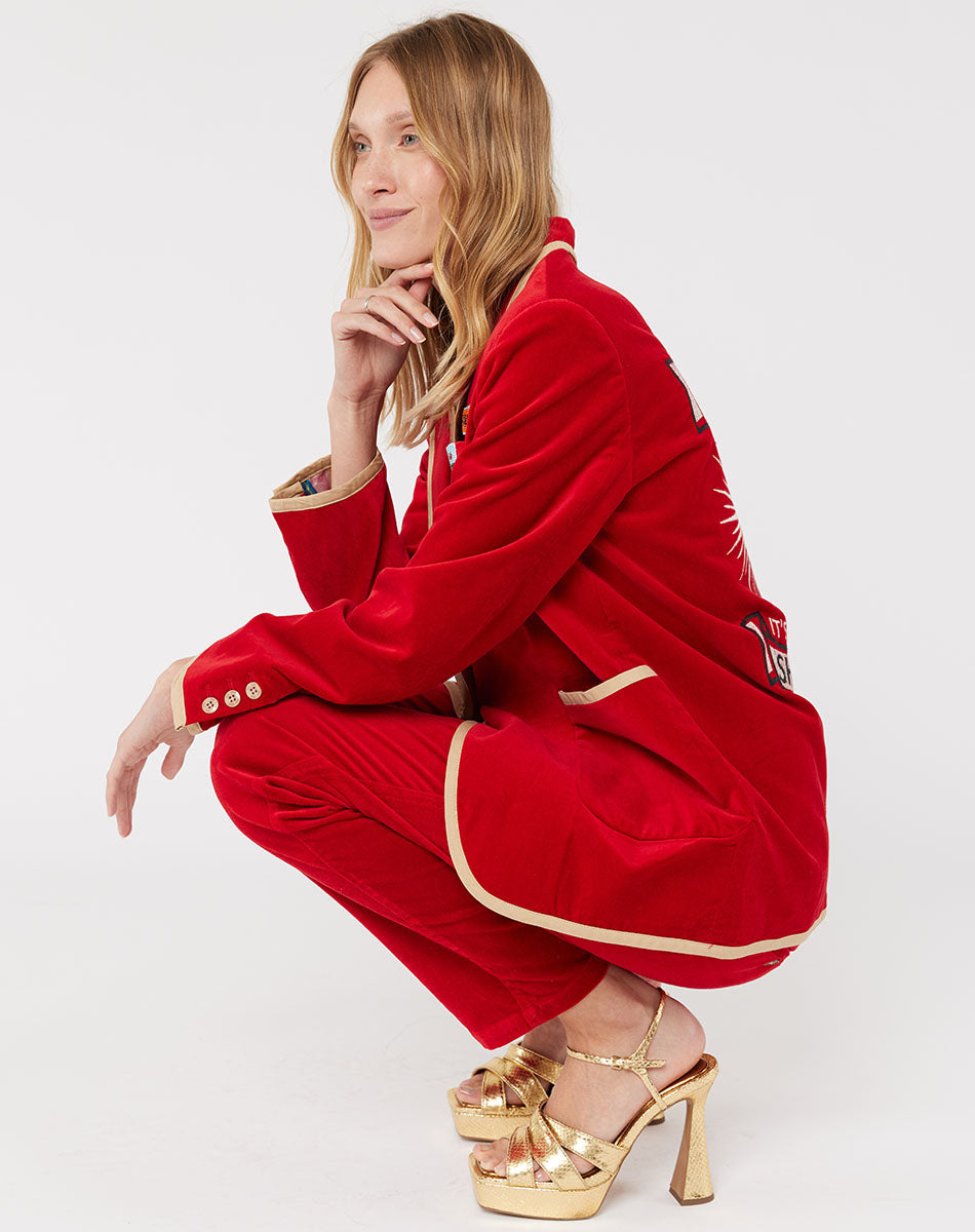 Me 369 Simone Velours Red Blazer