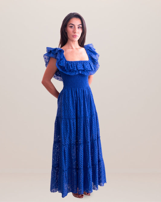 Positano Volant Linen Long Dress
