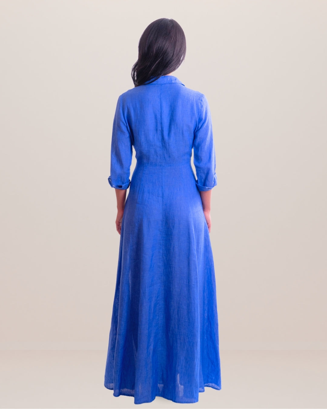 Shirt Dress Long Linen Solid