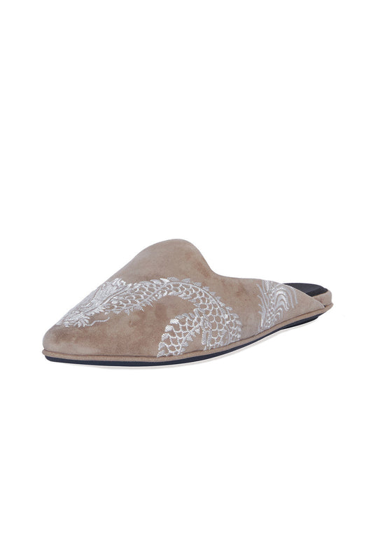 Image Suede Dragon Embroidery Slide