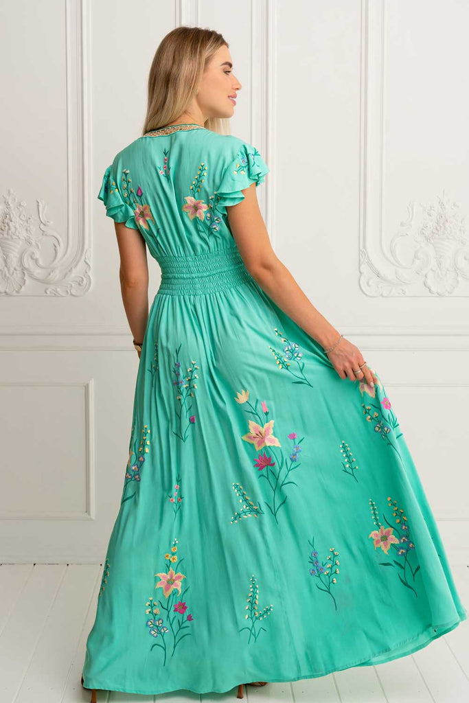Flores Gown Acqua Green