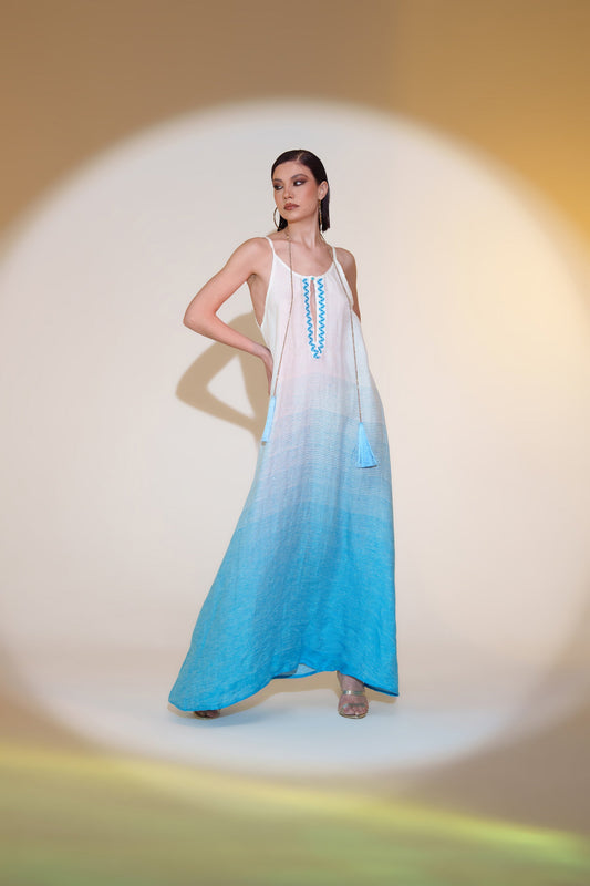 Pho Long Dress Mixed Linen