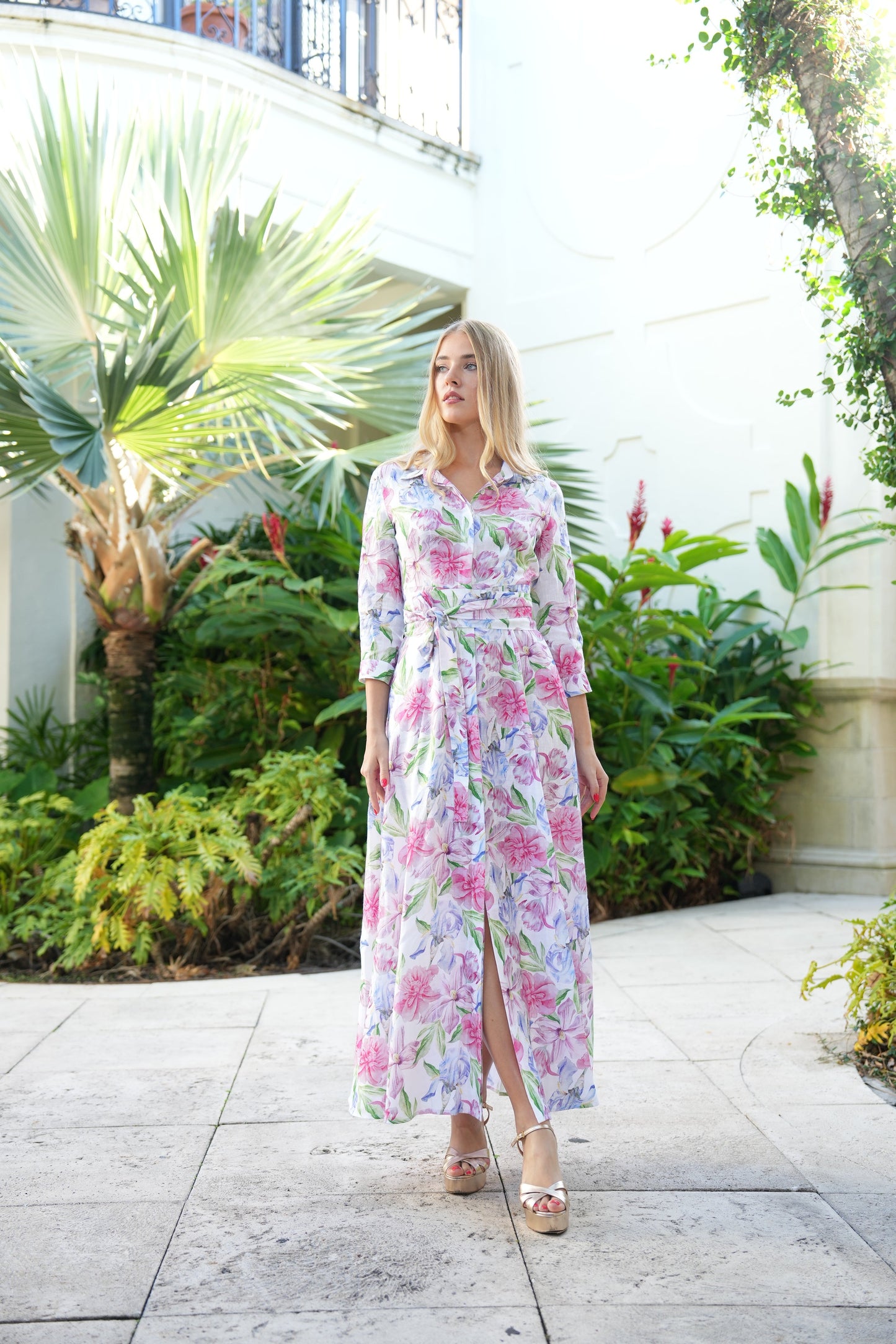 Shirt Dress New Linen Printed