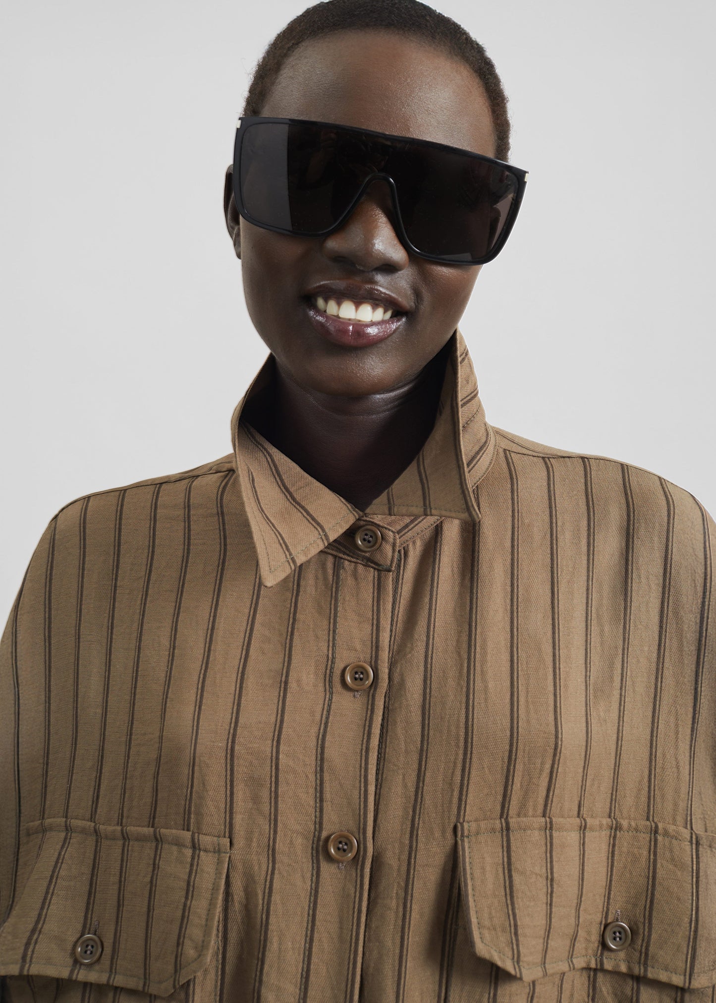 Albegna Shirt Dress - Brown Stripe