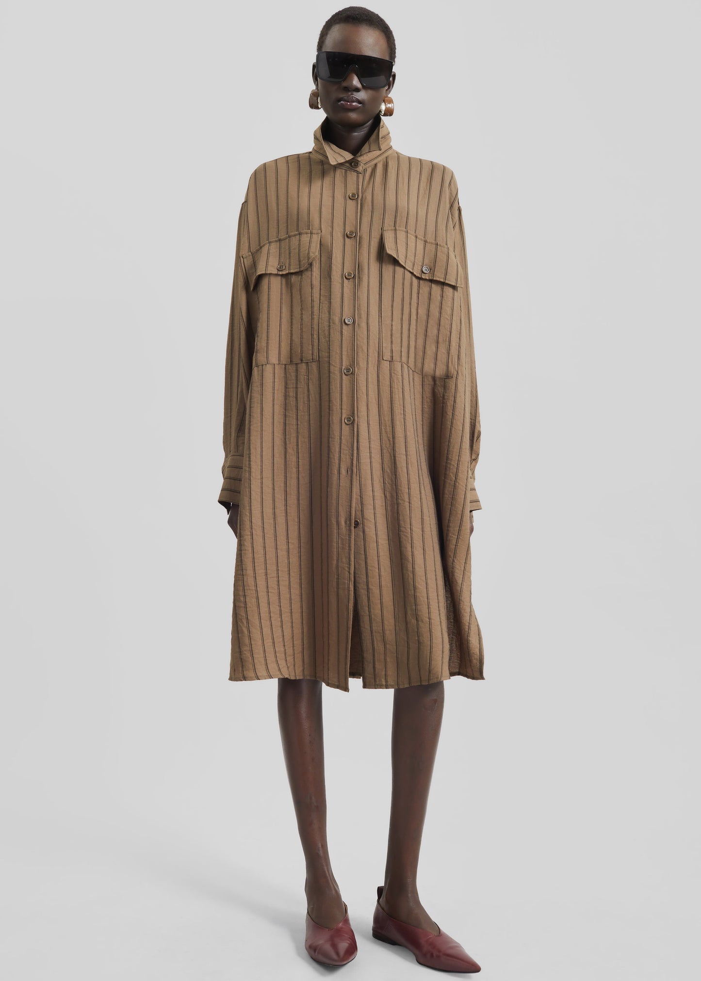 Albegna Shirt Dress - Brown Stripe
