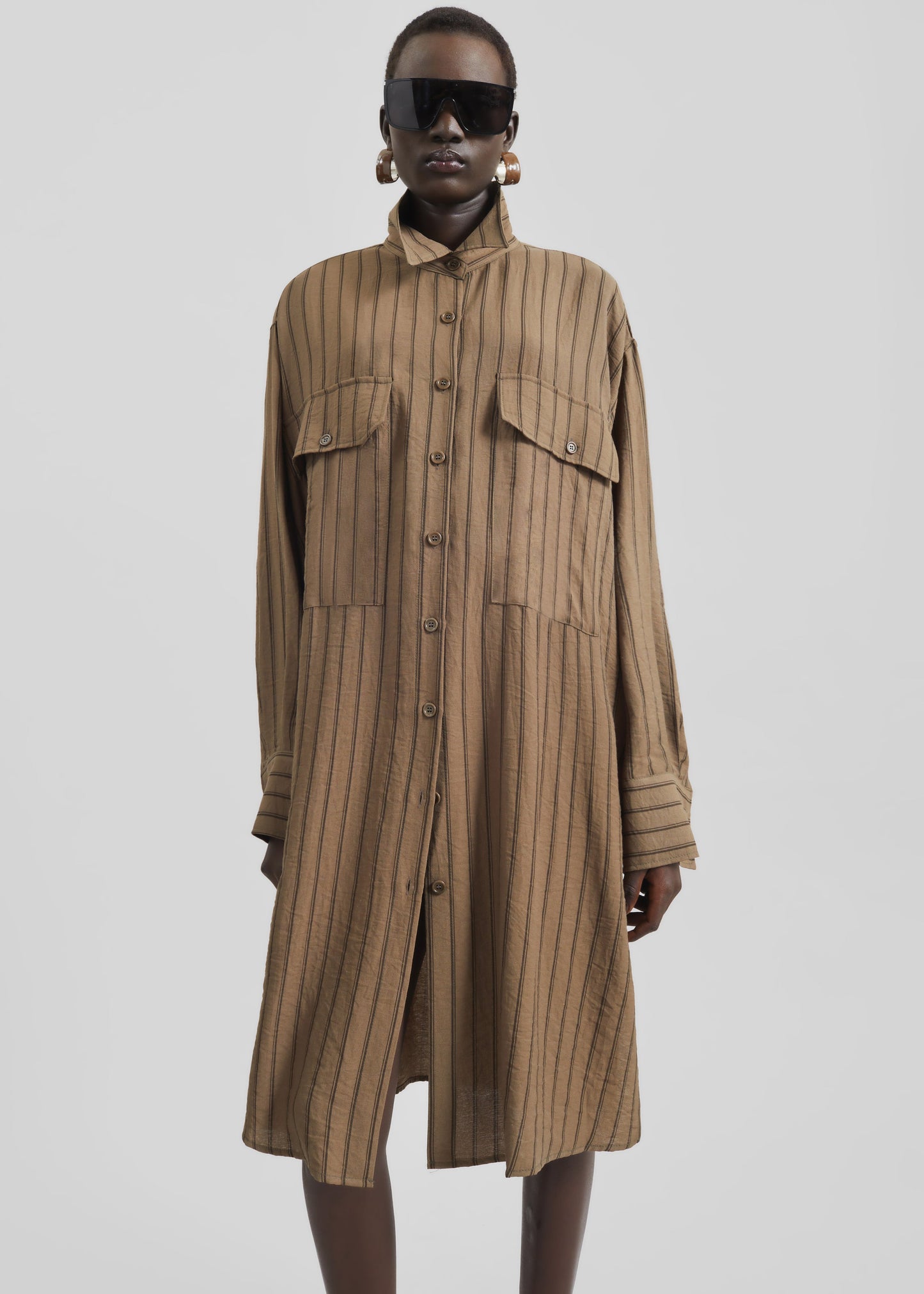 Albegna Shirt Dress - Brown Stripe