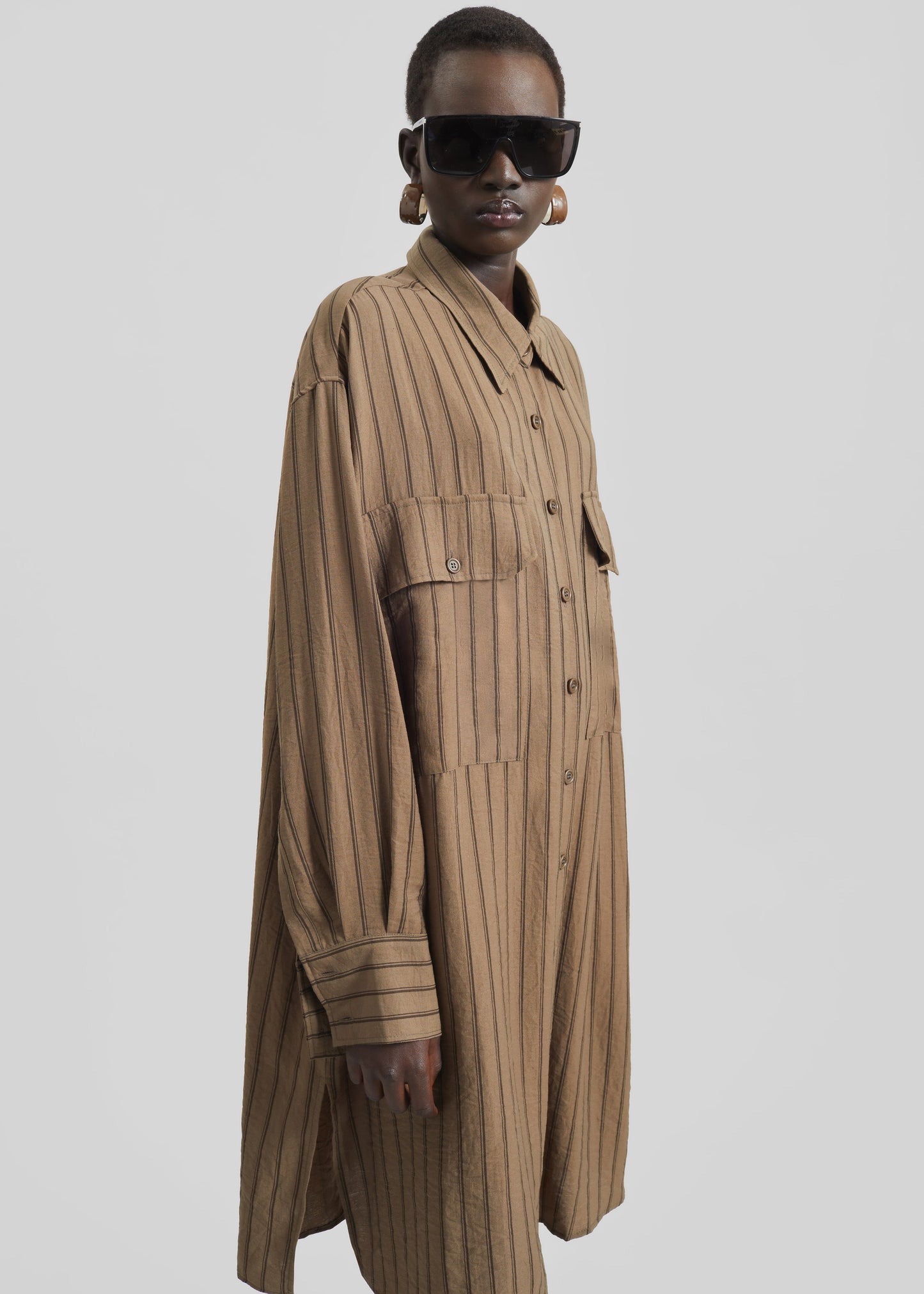 Albegna Shirt Dress - Brown Stripe