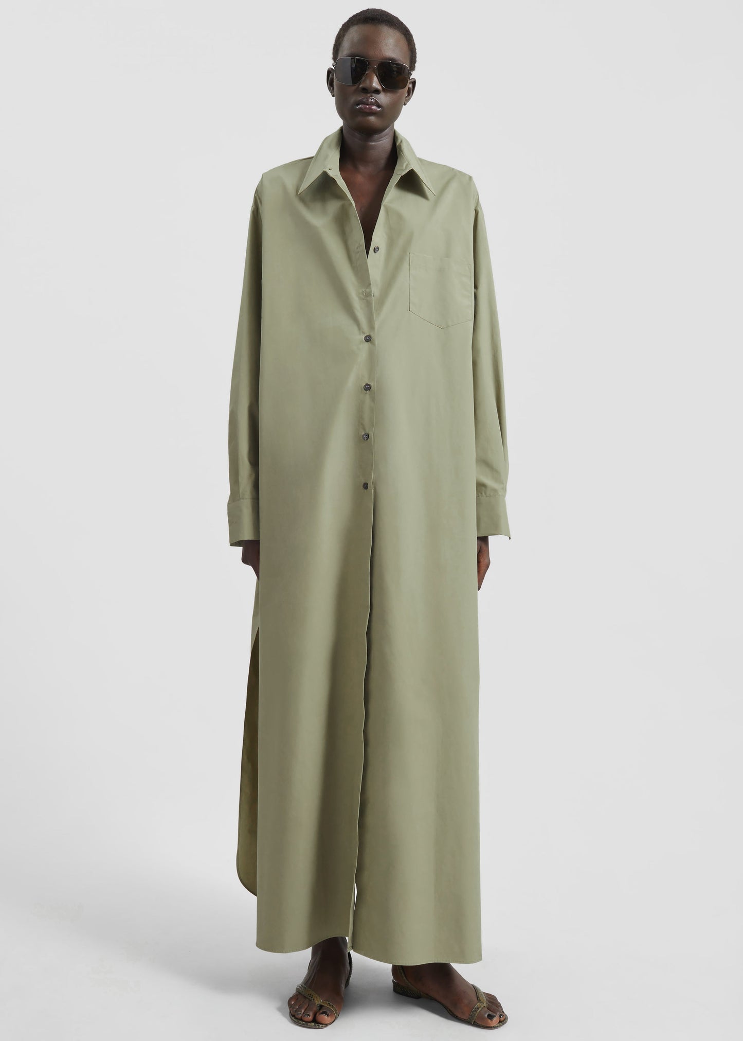 Avery Shirt Dress - Pale Olive