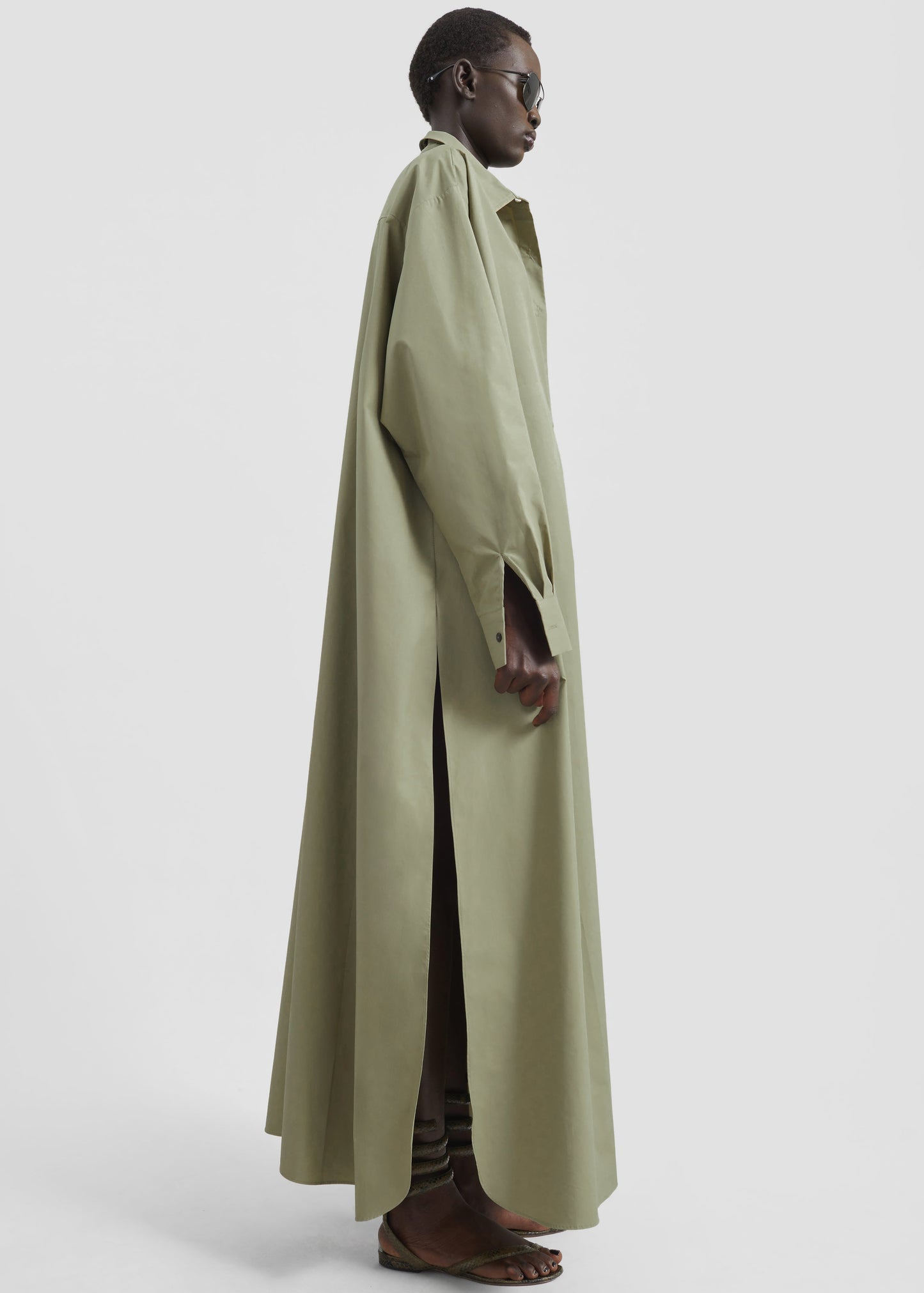 Avery Shirt Dress - Pale Olive