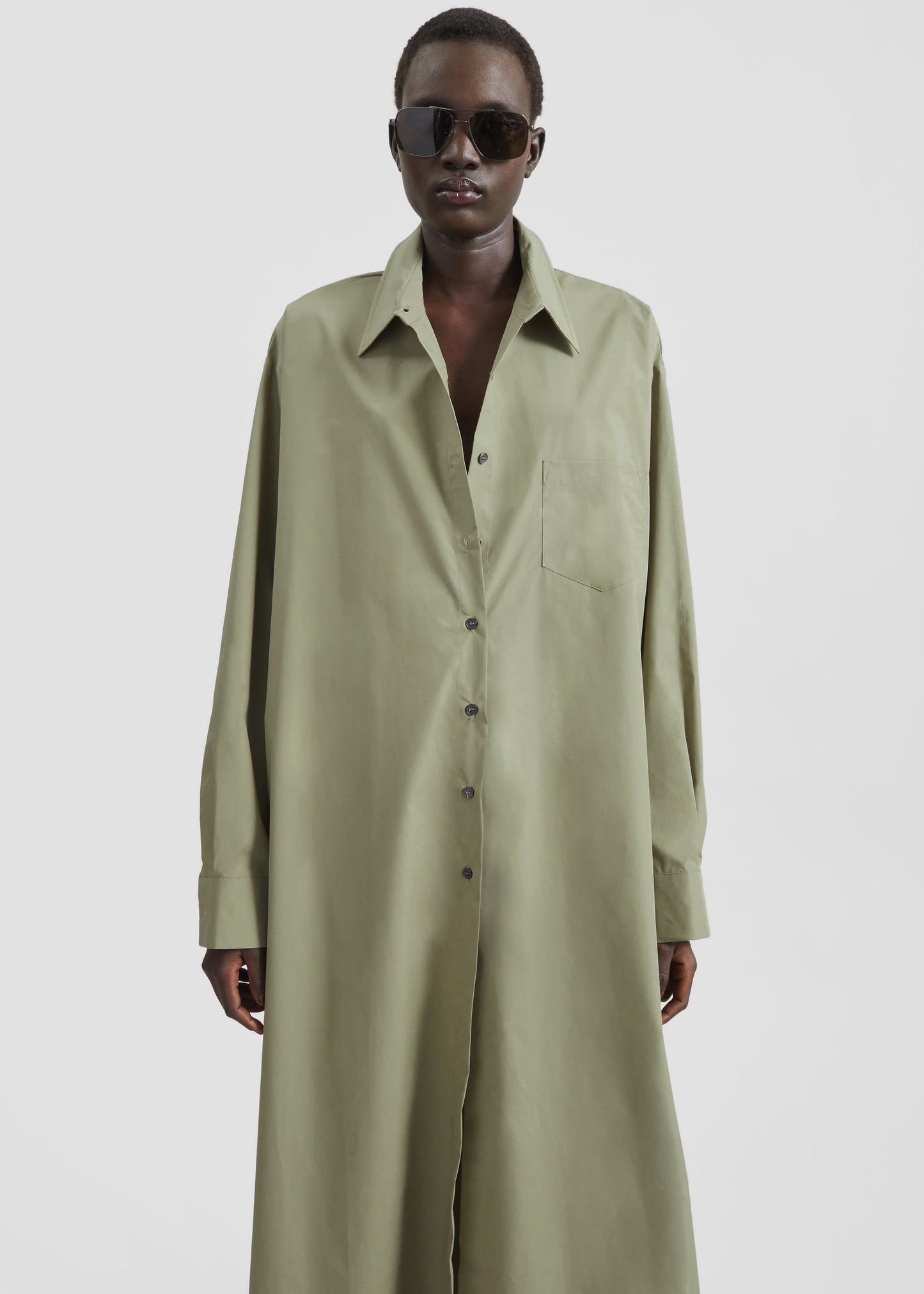 Avery Shirt Dress - Pale Olive