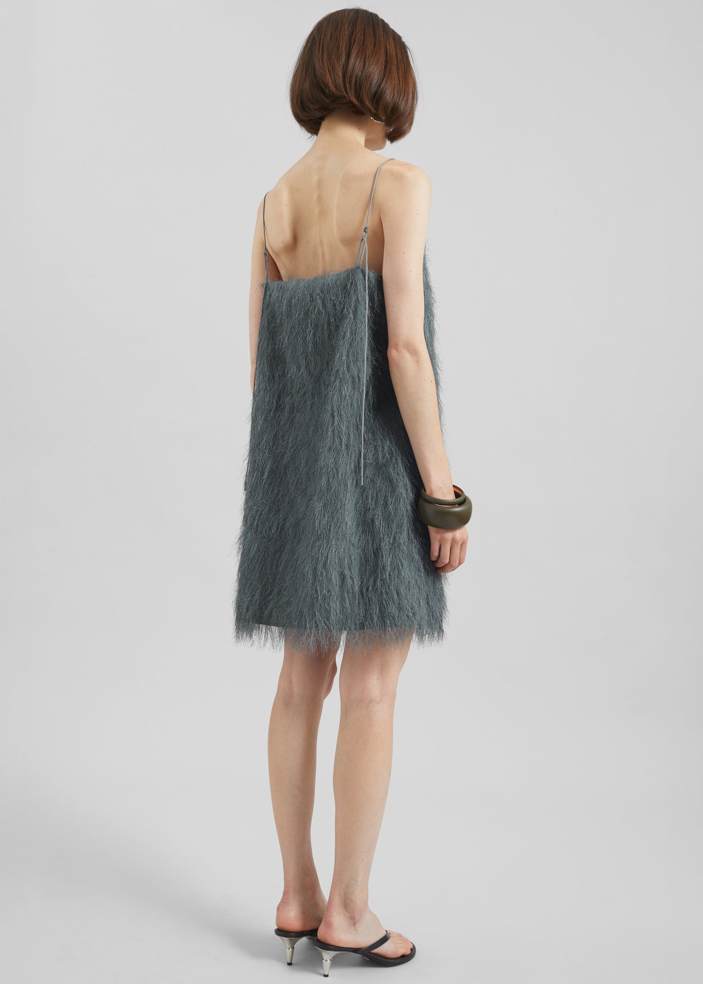 Biarritz Fringed Mini Dress - Storm Grey