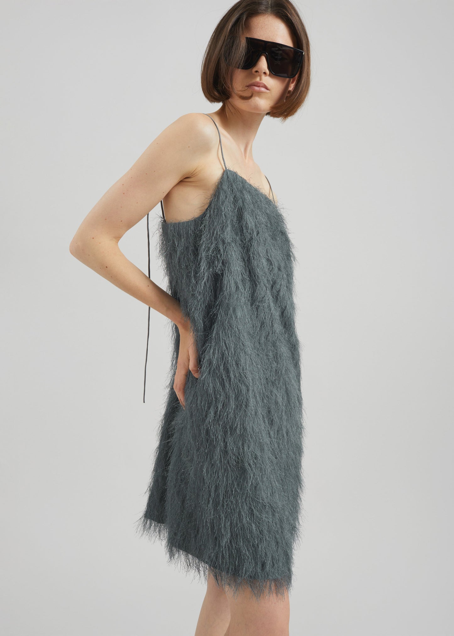 Biarritz Fringed Mini Dress - Storm Grey